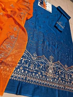 3pc unstitched embroidered suit