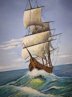 Majestic Hand-Drawn Sailing Ship Painting (60 inches)