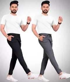 Men's Polyester Plain Trouser, Pack of 2 with Delivery Free