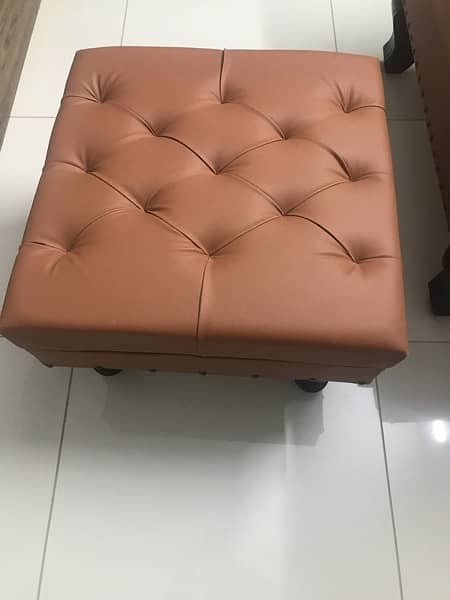 Brown Sofa with puffy stool 2