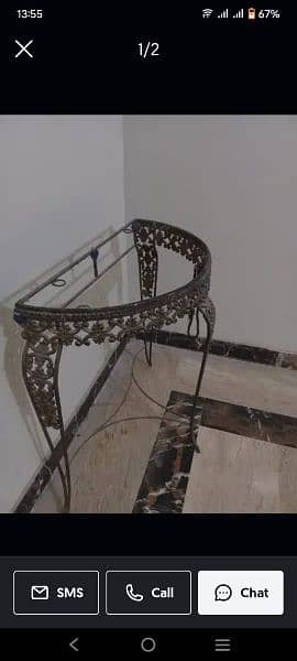 IRON CONSOLE TABLE COPPER GOLDEN EXCELLENT CONDITION 2