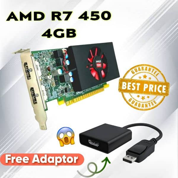 AMD R7 450 4GB DDR5 128 BIT HIGH PROFILE GAMING CARD 0