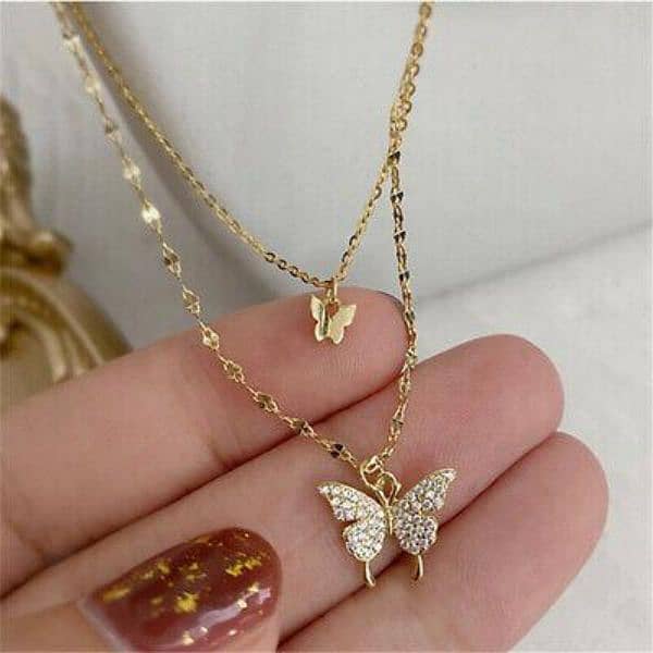 Golden plated double layered butterfly design locket 6