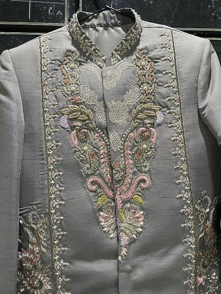 Grey Embroidered Sherwani 1