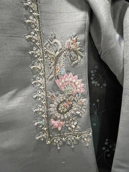 Grey Embroidered Sherwani 2