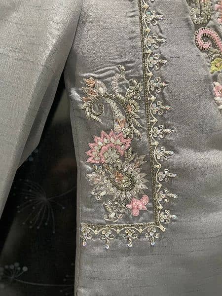 Grey Embroidered Sherwani 3