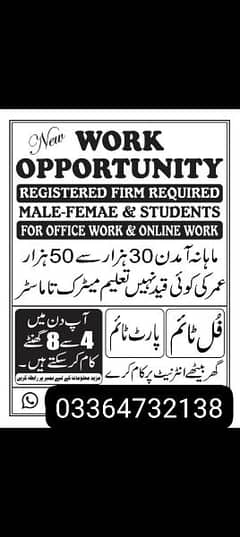 I need some serious persons for online work & office work 0