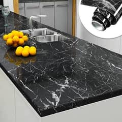 Self Adhesive Black Marble Sheet For Kitchen 0