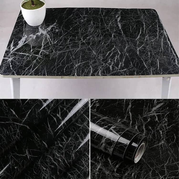 Self Adhesive Black Marble Sheet For Kitchen 3