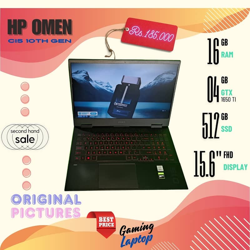 HP OMEN CI5 10th Generation Gaming Laptop With 4GB GTX 1650 TI 1