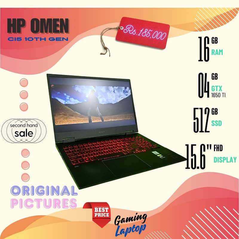 HP OMEN CI5 10th Generation Gaming Laptop With 4GB GTX 1650 TI 3