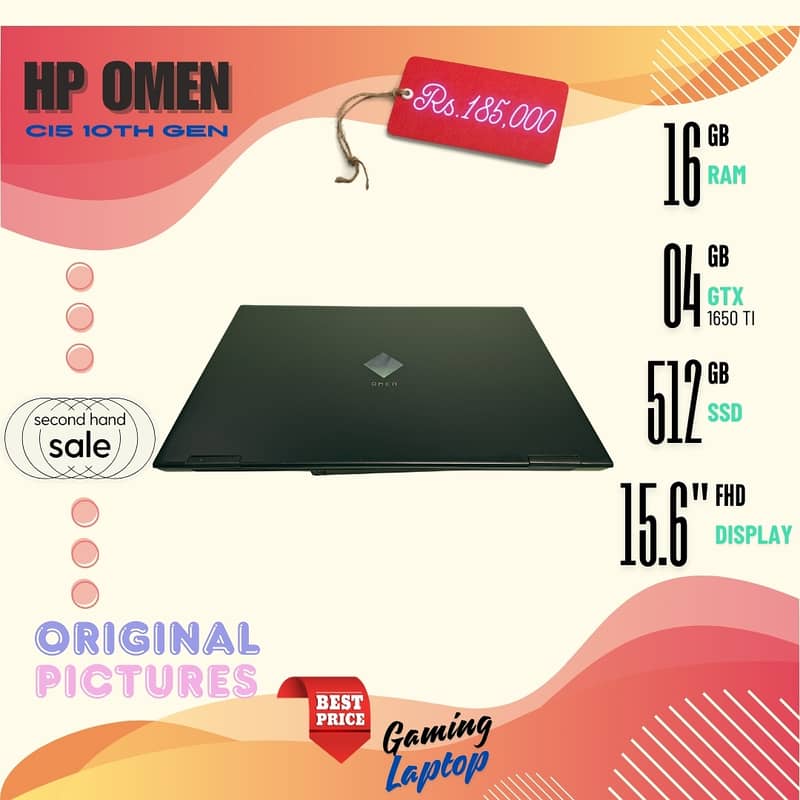 HP OMEN CI5 10th Generation Gaming Laptop With 4GB GTX 1650 TI 4