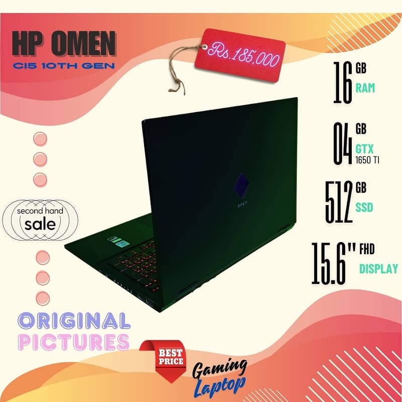 HP OMEN CI5 10th Generation Gaming Laptop With 4GB GTX 1650 TI 5