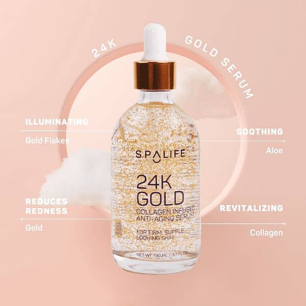 SpaLife Nourishing Anti-Aging 24k Gold & Collagen Serum, 3.7 oz. 4