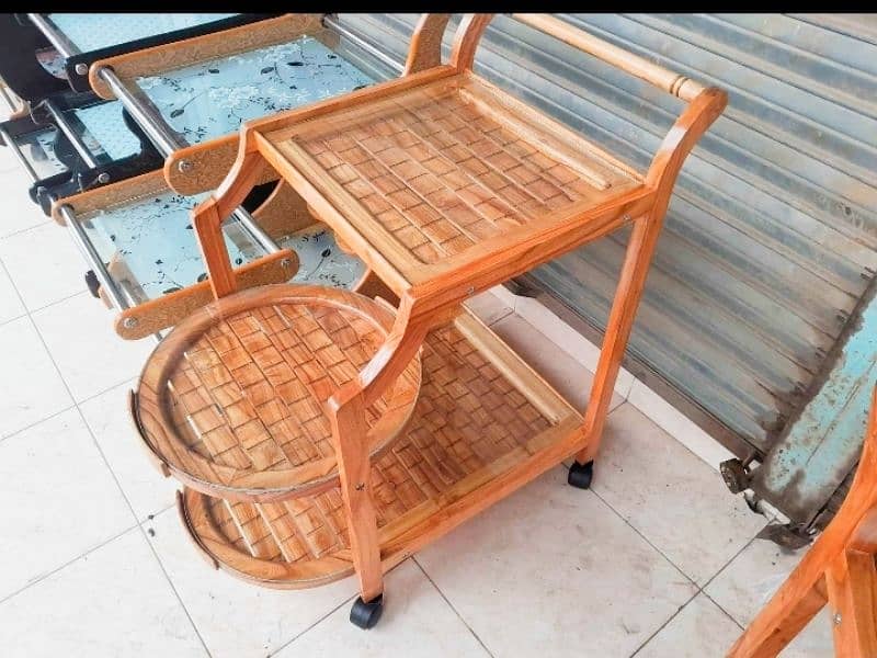 round tea trolley beech wood 5