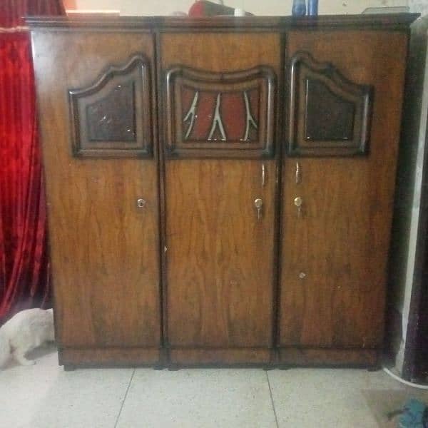 wooden bed and 3 door wardrobe 2