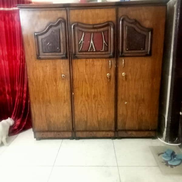 wooden bed and 3 door wardrobe 3