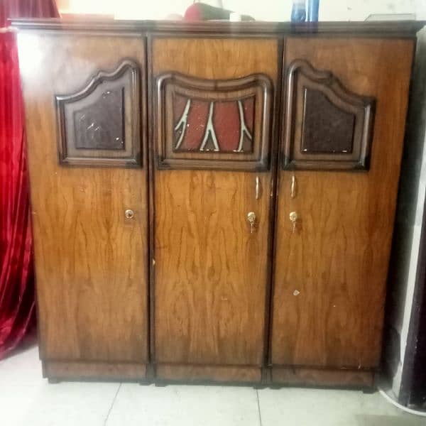 wooden bed and 3 door wardrobe 4