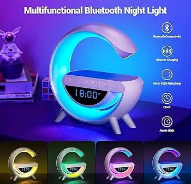 wireless mobile phone charger clock speaker and lamp 1