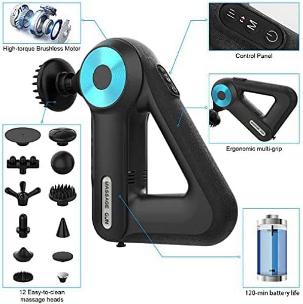 Wireless Massage Gun Deep Muscle Vibrating Fitness Massager Gun 2