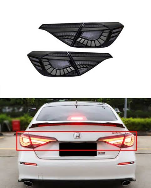 Honda Civic RS Snake Style Tail Lamps Smoke 2022-2023 6