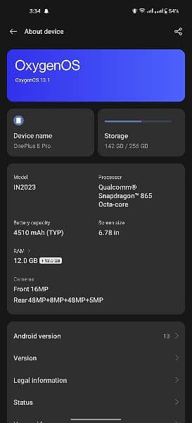 oneplus 8pro pro 12/256 GB 1