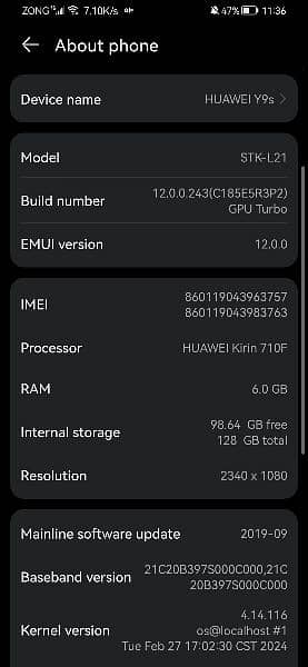 Huawei Y9s with 67 ward charger 6/128 with side finger lock 2