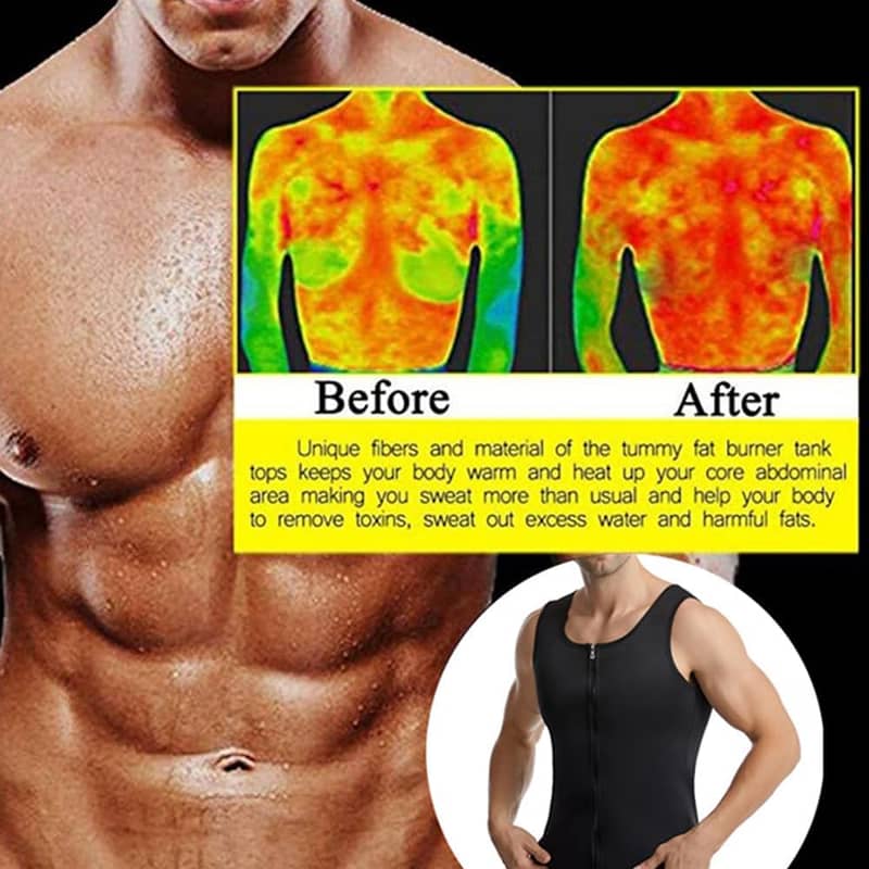 Men's Neoprene Sauna Sweat Vest Body Shaper Sport Slimming Compressio 3