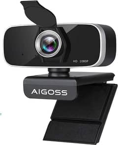 Aigoss Webcam with Microphone & Privacy Cover, 1080P Full HD Web Cam 0