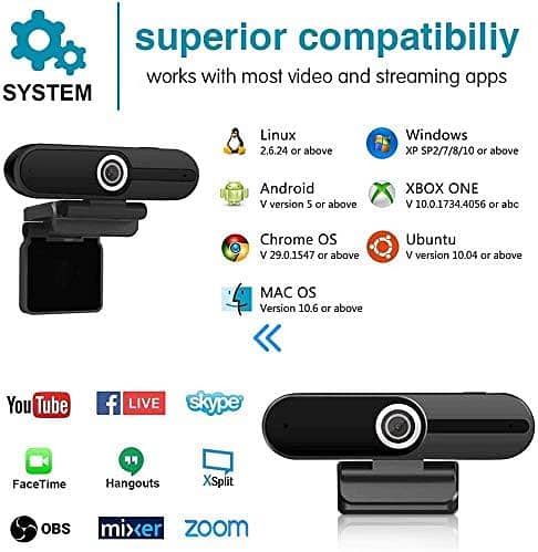 Aigoss Webcam with Microphone & Privacy Cover, 1080P Full HD Web Cam 5