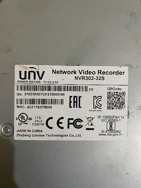 UNV nvr 32ch 4k like new 2