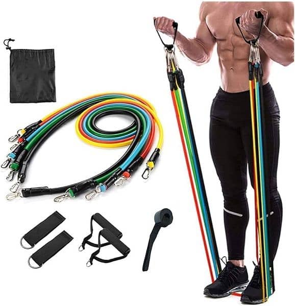 Resistance exercise bands with jumping rope 0