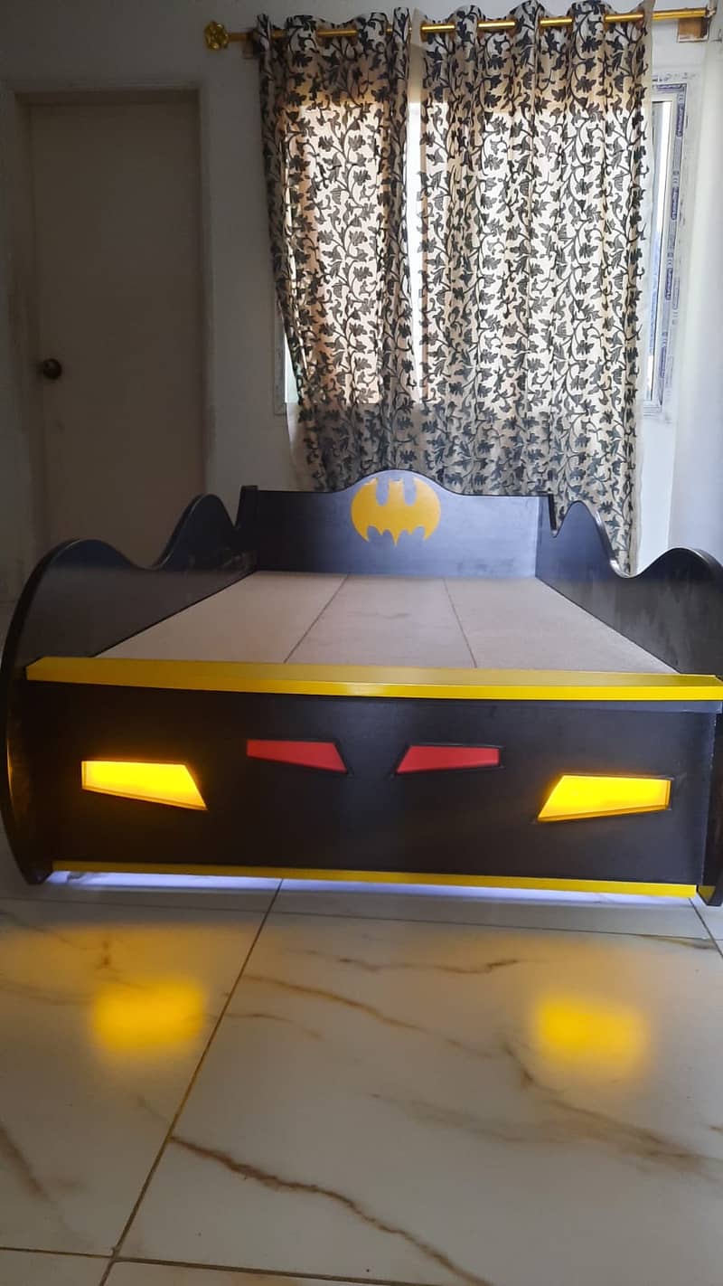 WOODEN SINGLE KIDS BATMAN BED WITH LED LIGHTS 1