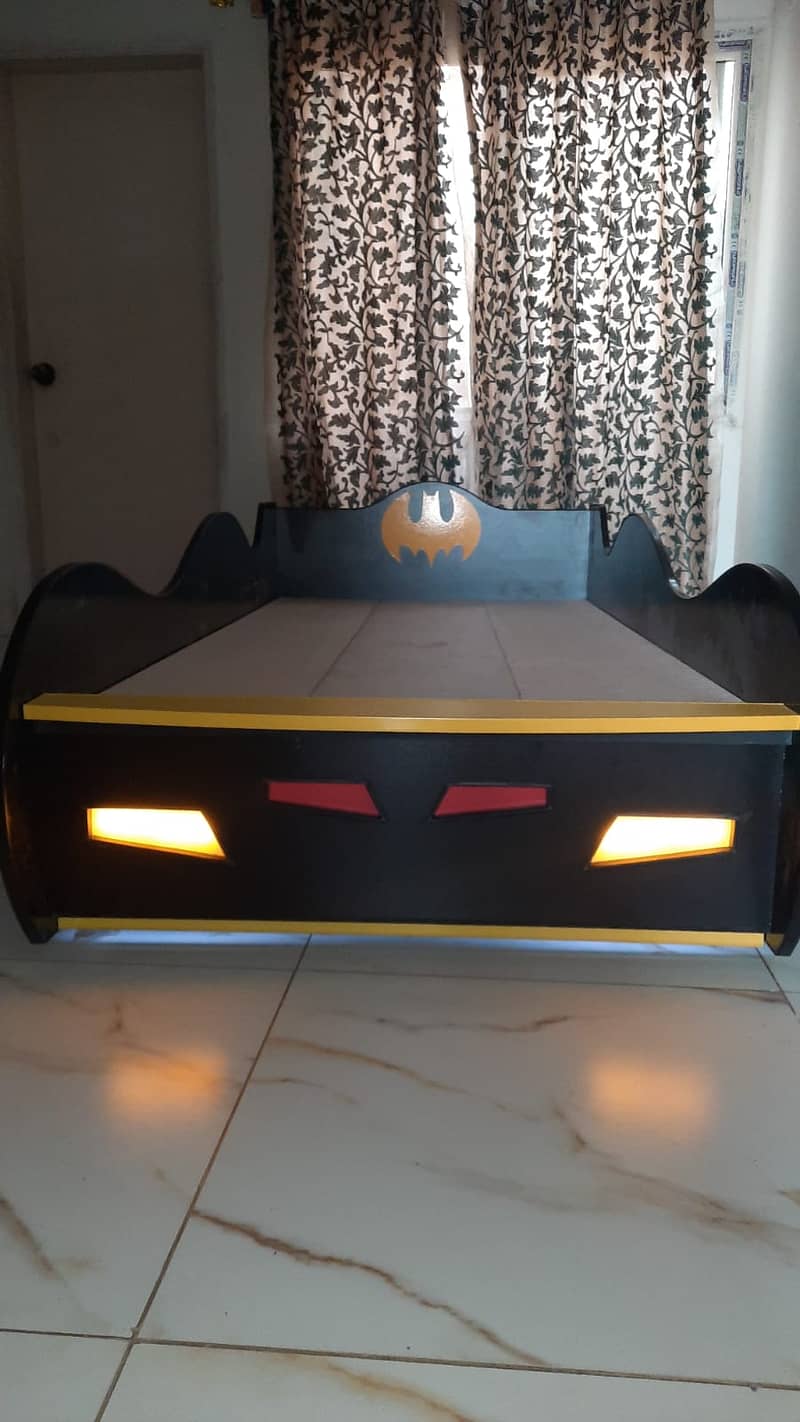 WOODEN SINGLE KIDS BATMAN BED WITH LED LIGHTS 2