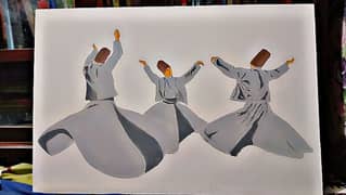 Three whirling dervish painting (sufi painting) 0