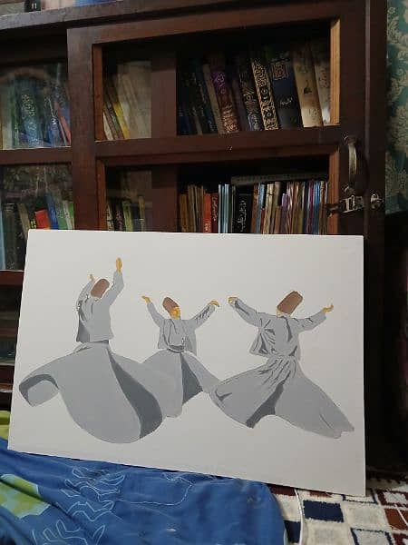 Three whirling dervish painting (sufi painting) 1