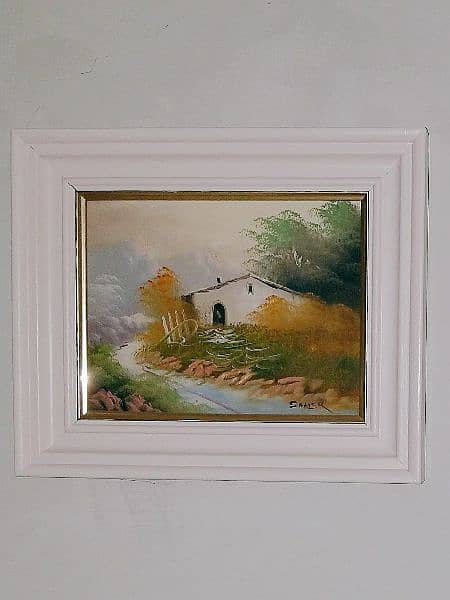 Pair of Vintage Oil Paintings in Solid Oak Wood Frames 1