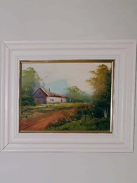 Pair of Vintage Oil Paintings in Solid Oak Wood Frames 2