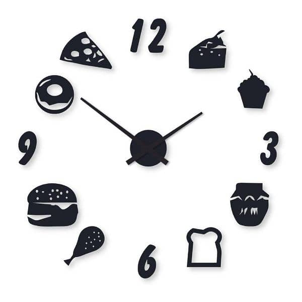 Beautiful Food Digit Wood Wall Clock 0