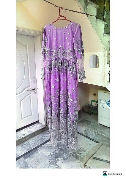 Alkhaf Clothes , Three Pcs Women Stiched Organza Net Embroded  Maxy 4