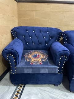 royal blue 5 seater sofa