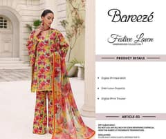 3 pcs woman's unstitched Lawn digital print suit