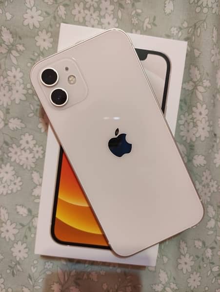 iPhone 12 White 128GB - Official dual Sim PTA Mercantile 100% health 1