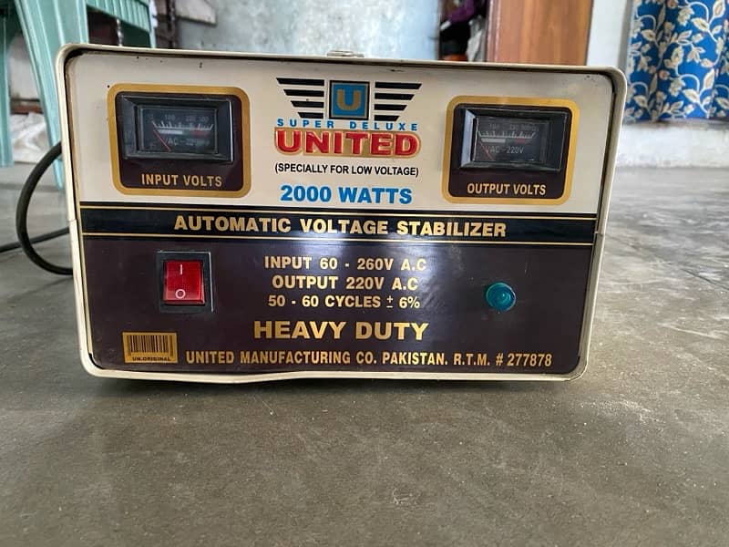 United Automatic Voltage Stablizer 2,000 Watts 0