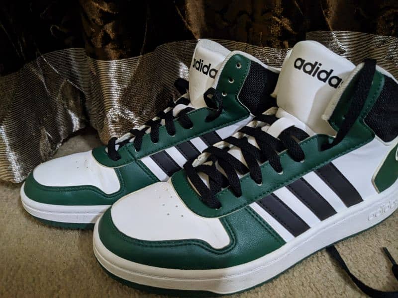 Adidas Hoops 2.0 Mid Men’s Basketball Shoes Pine Green White FW5995 0