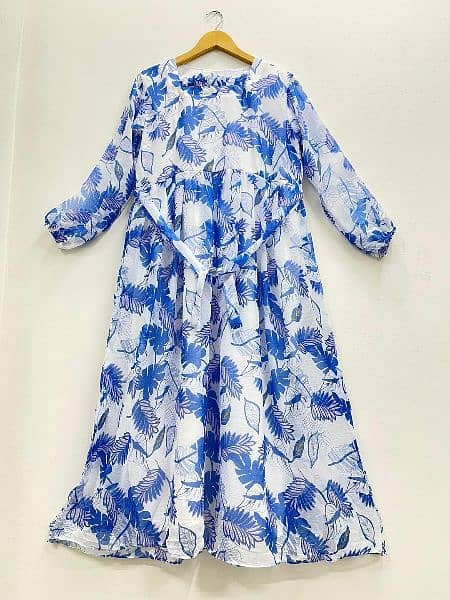 1 pc women stitched chiffon printed frock 3