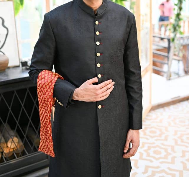 Amir Adnan black sherwani/available for sale 1