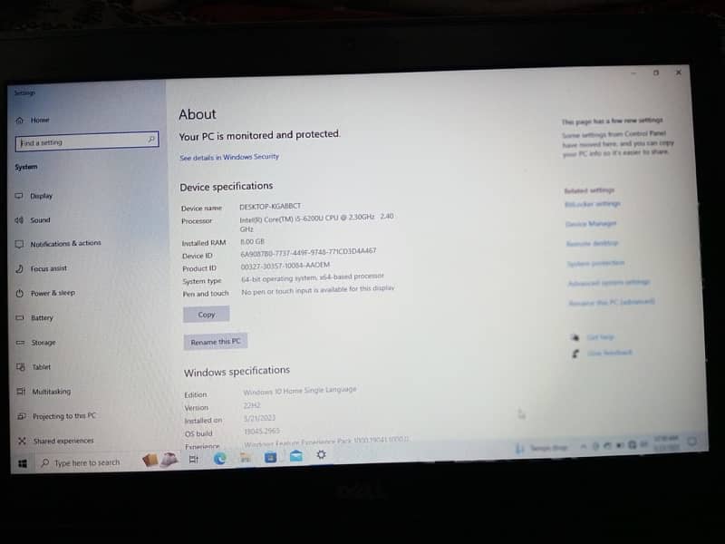 Dell laptop cori5 6th generation. 7