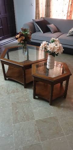 Sheesham wood center table and side table