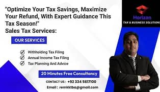 Sales Tax,Income Tax Return,Tax Consultant  Services,FBR,Tax Filer,NTN 1